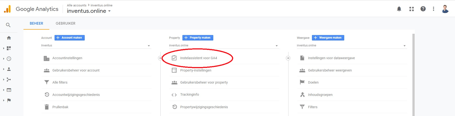 Google Analytics 4 - Installatieassisten voor GA4 - Inventus Online